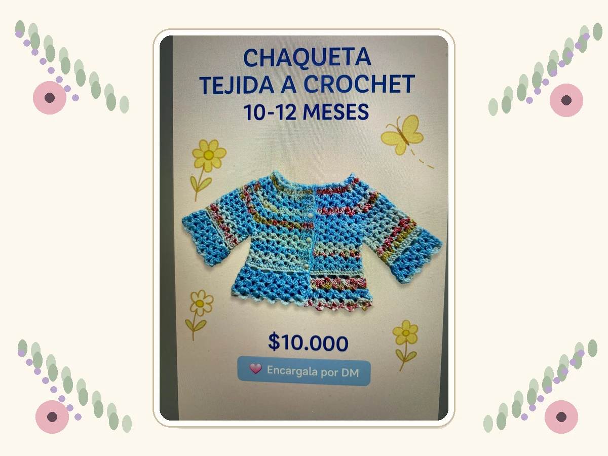 Chaqueta tejida a crochet para 10 a 12 meses