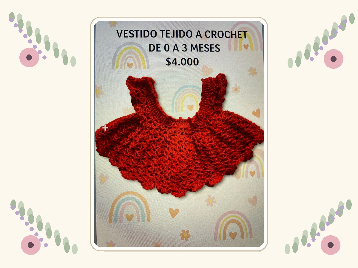 Vestido tejido a crochet para bebita de 0 a 3 meses